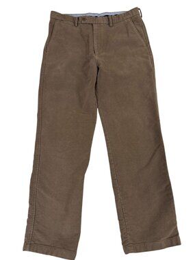 Samuel Windsor Brown Brushed Cotton Chino Pants Men's 34x31 Straight Leg